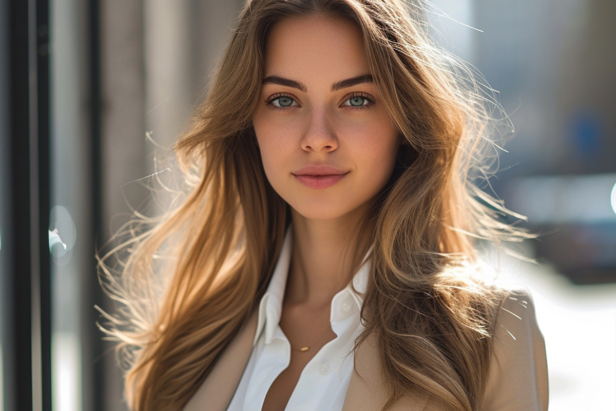 Modern business girl outside